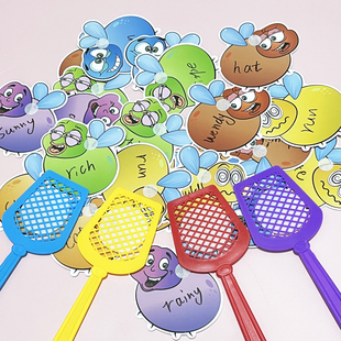 儿童英语早教趣味桌面游戏认学识字拍苍蝇可擦写双面课堂游戏道具