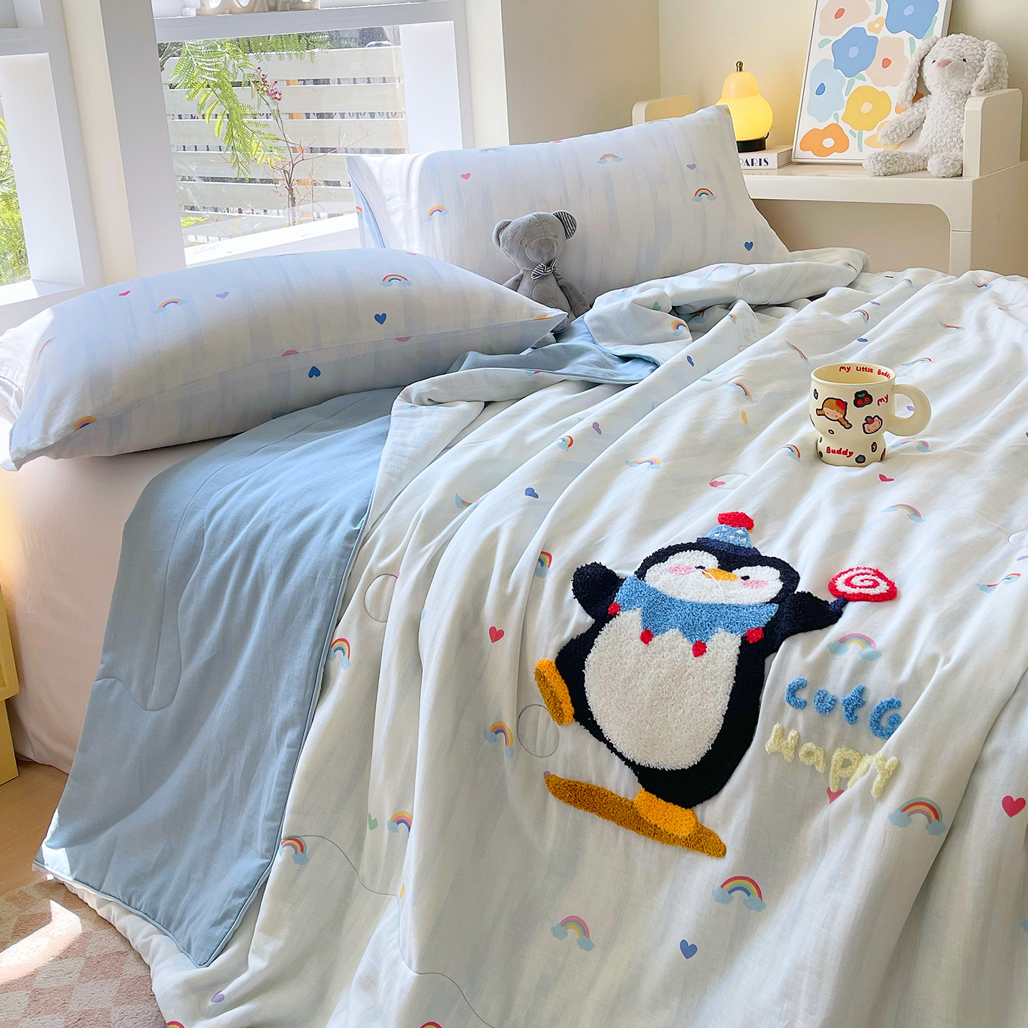 A类母婴级夏凉被2026新款全棉双层纱可机洗空调单双人大豆夏季被