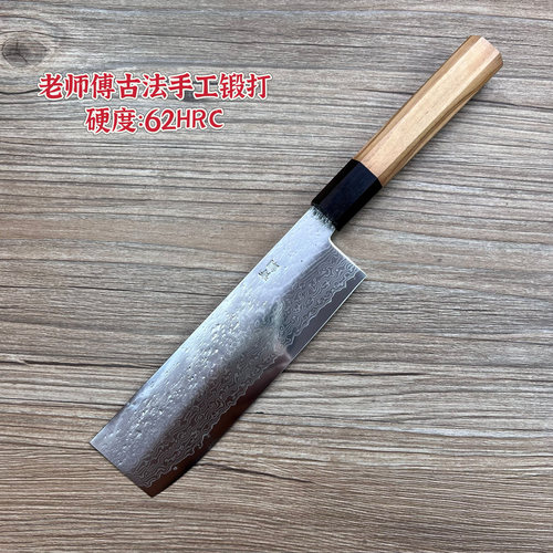 青钢外贸日本尾单小菜切老师傅古法锻打料理切片刀橄榄木锋利刀具