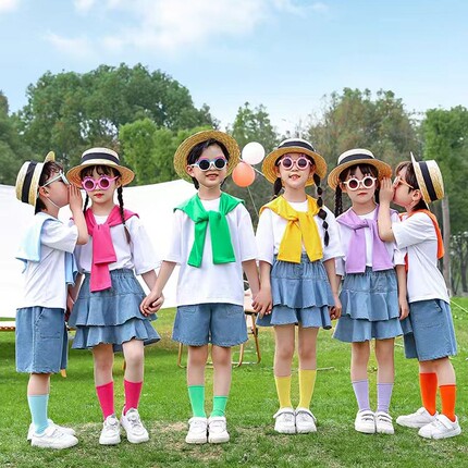 儿童六一节糖果色表演服幼儿园毕业班服舞蹈服小学生啦啦队演出服