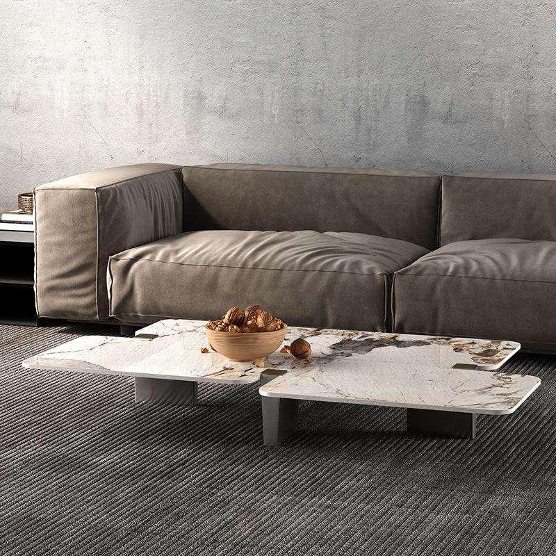 异形岩板茶几电视柜组合意式现代简约客厅创意家用大理石金属设计