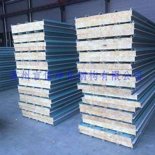 直销7.5cm瓦楞岩棉板上0.5下0.4A级彩钢瓦楞夹芯板可定制