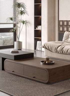 2025新款中古风复古茶几小户型正方形圆形现代家用客厅组合简约