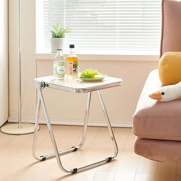 亚克力折叠小茶几简约休闲家用沙发角几阳台桌子北欧轻奢透明边w&