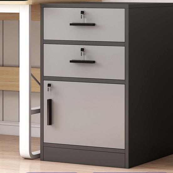 文件柜办公室桌下收纳柜带锁矮柜抽屉柜木质边柜储物柜落地小柜子