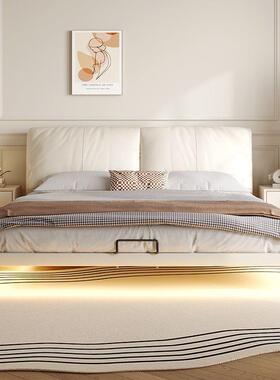 悬浮床双人.米现代简约真皮.米网红主卧大象耳朵床