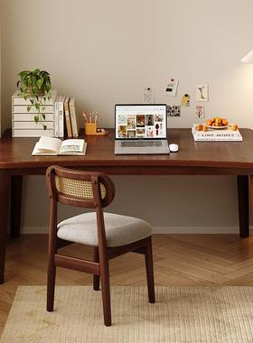 小户型家用实木书桌台式电脑桌卧室简易学习桌子成人办公靠墙窄桌