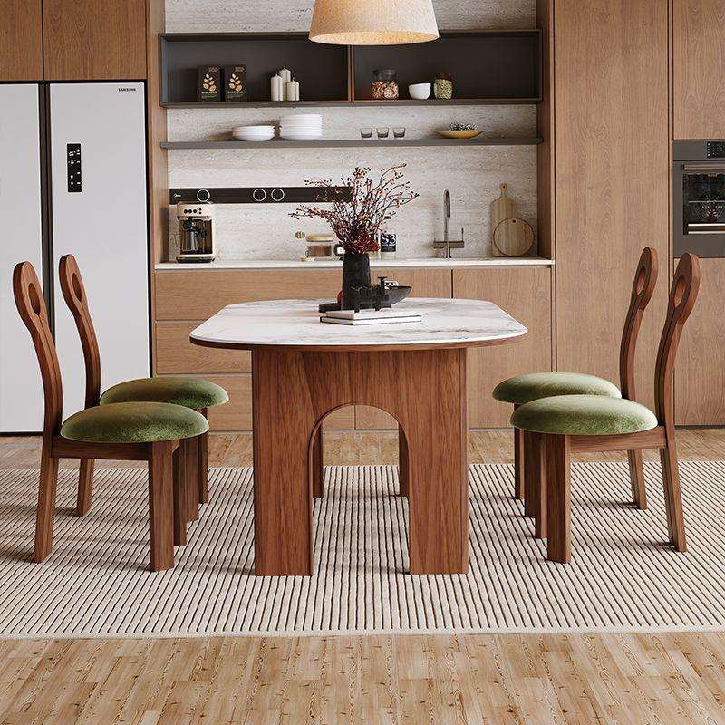 实木法式复古餐桌组合小户型中古风新款家用客厅实木餐椅轻奢饭桌