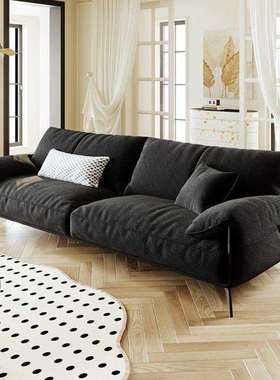 现代简约雪尼尔布艺沙发北欧风大小户型直排三人位绒布沙发