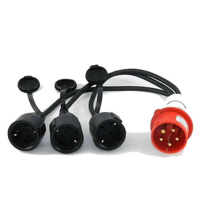 IP44防水CEE一转三插头房车配件CEE三通延长线户外露营工业插头