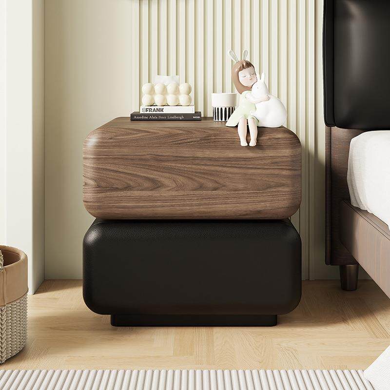 2025新款实木床头柜家用卧室轻奢简约现代中古风设计感小众置物架