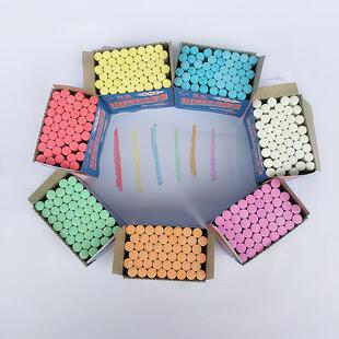 圆形教学微尘粉笔粉笔整箱50盒彩色白色黑板学校用低尘粉笔