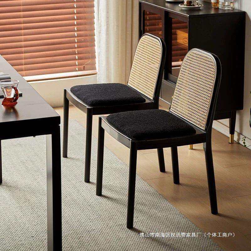 北欧实木藤编餐椅靠背餐厅民宿藤椅椅子家用休闲简约靠背椅现代