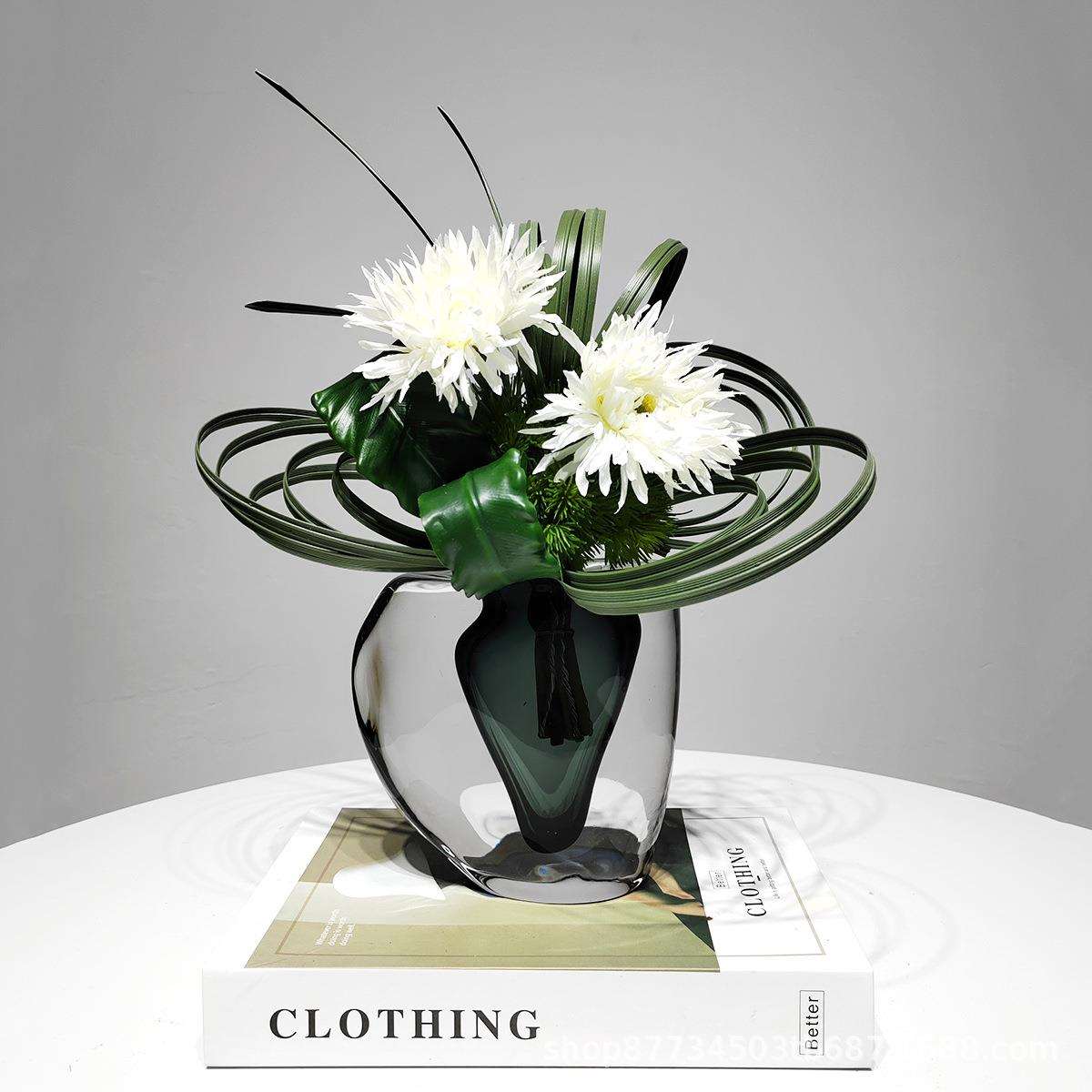 现代轻奢高级感餐桌仿真花艺绿植样板房客厅餐桌茶几软装饰品摆件