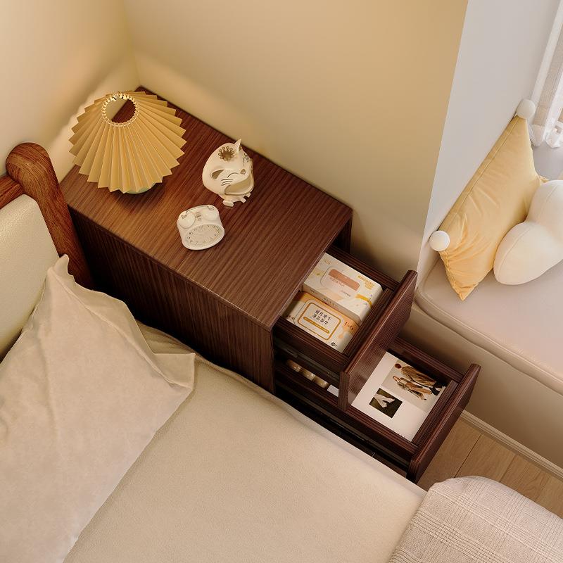 床头柜实木夹缝收纳柜小型迷你落地置物架简约现代卧室极窄床边柜