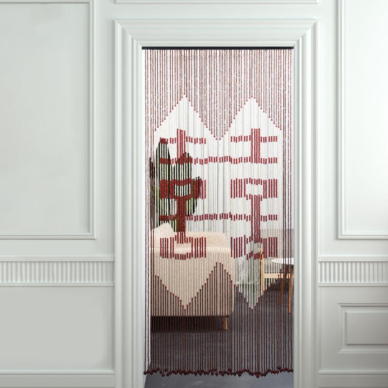 中国风木珠帘装饰窗帘客厅卫生间门帘隔断帘玄关实木帘子门帘