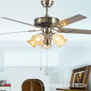 52寸创康吊扇灯914铁叶客厅吊扇灯欧式复古风扇灯铁叶餐厅吊扇灯