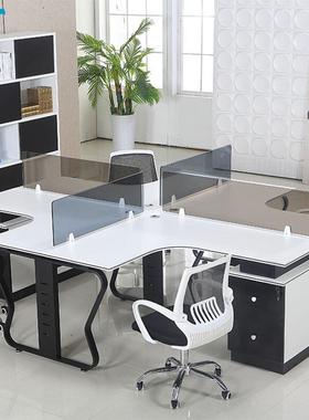 办公家具现代简约屏风职员办公桌4人位组合员工位桌椅钢架桌