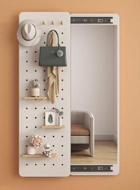 可关闭隐藏推拉镜子折叠挂墙全身穿衣可遮挡隐形壁挂式玄关试衣镜