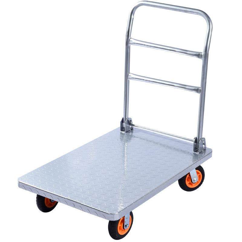 平板车手推车货搬运车拉货周转加厚钢铁板折叠静音重型载重王拖车