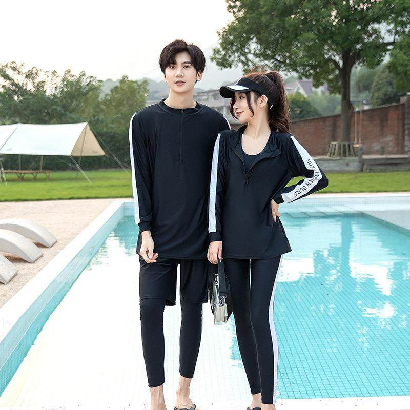情侣泳装新款保守潜水服水母衣韩版防晒户外男女泳衣情侣冲浪服