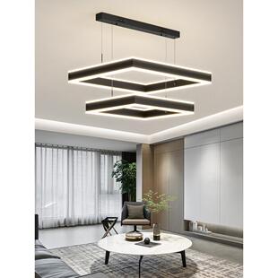 客厅方块吊灯轻奢时尚大气简约现代网红创意超亮方形北欧大厅主灯