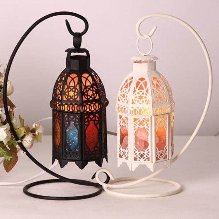 欧式铁艺水晶盐灯吊钩城堡卧室床头小夜灯装饰台灯无极调光