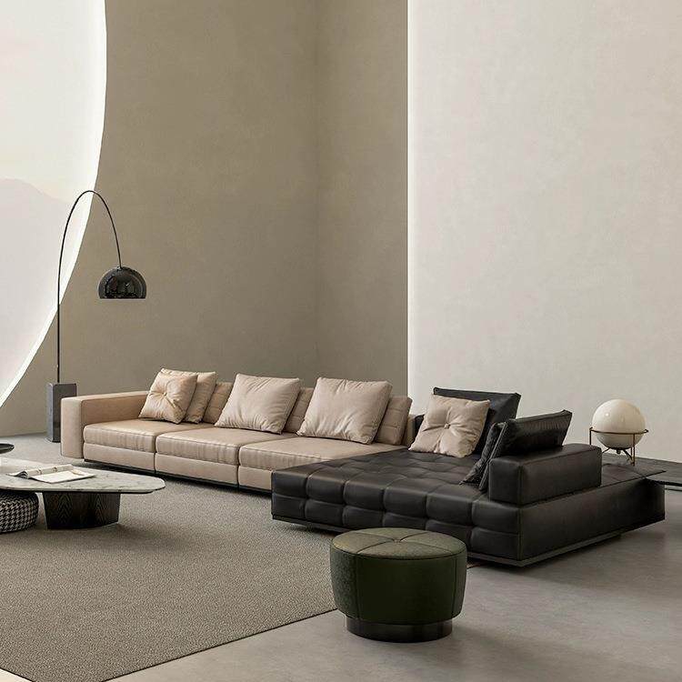 劳伦斯沙发意式极简L型真皮沙发组合高级感大户型客厅全青皮沙发