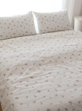 I9AT很小支花纯棉床上四件套100小清新被套床单被套床笠款三