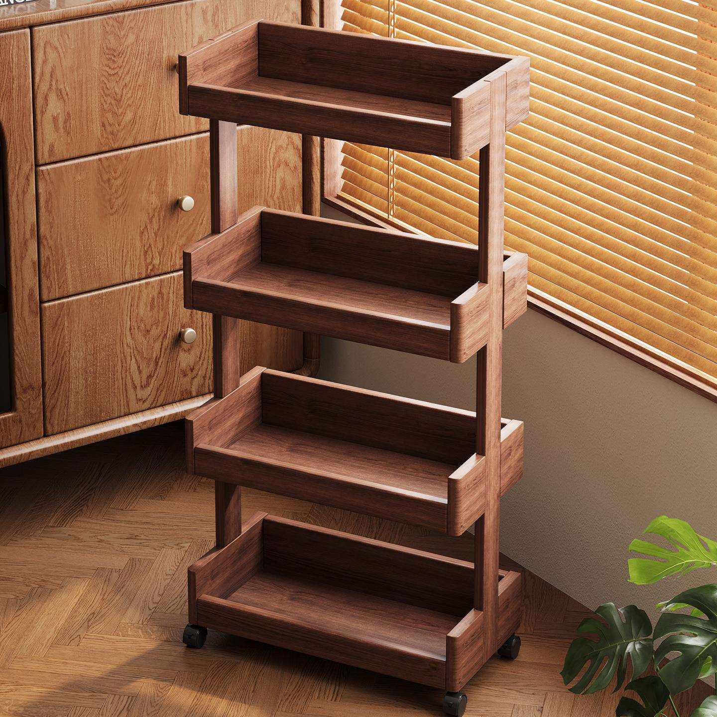 中古可移动收纳置物架客厅餐边厨房收纳架子家用茶几沙发边小推车