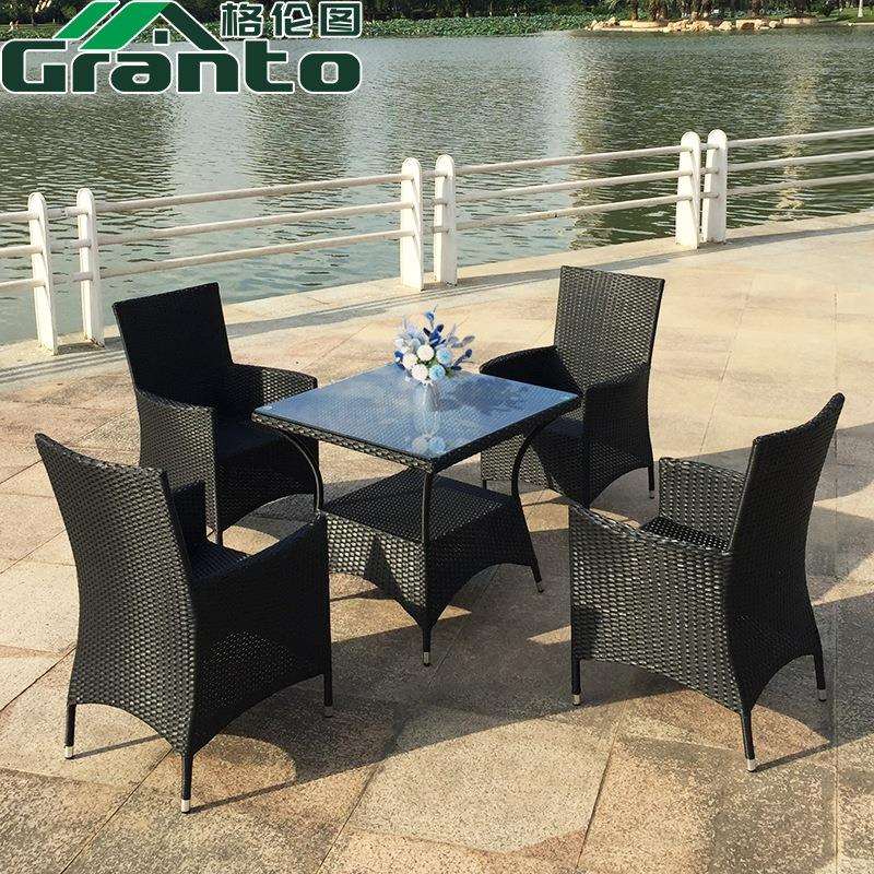 格伦图户外藤椅茶几三件套藤编桌椅阳台休闲庭院室外仿藤家具组合