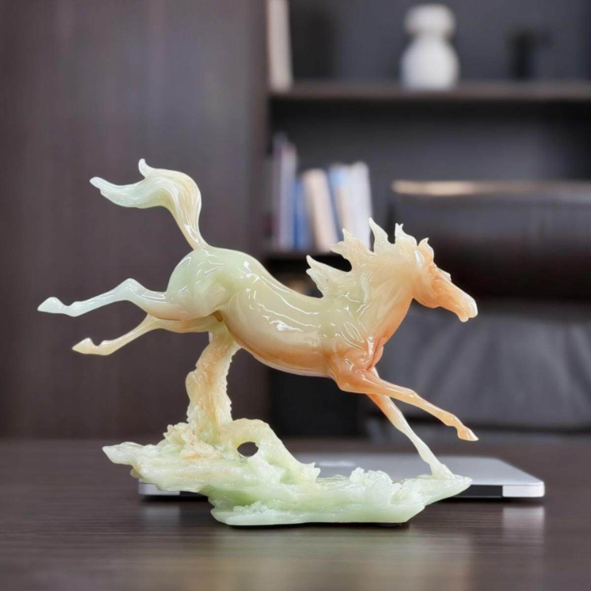 马年国潮奔马雕塑马到成功桌面摆件新中式办公室玄关电视柜装饰品