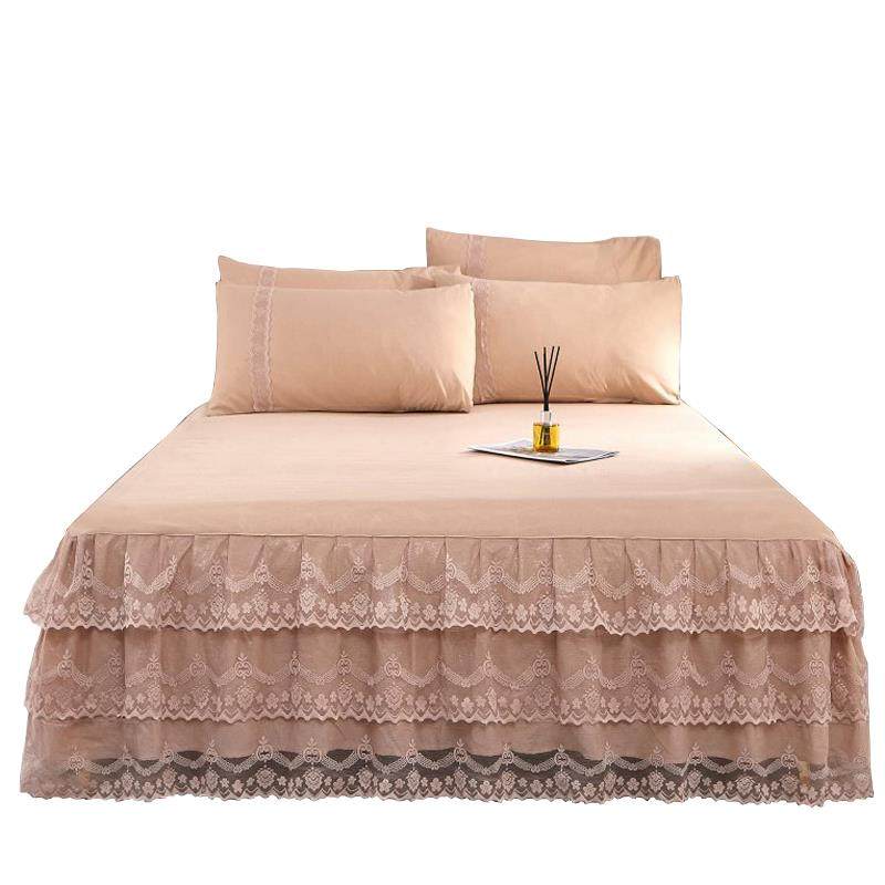 欧式蕾丝边床裙式床罩单件公主风花边薄款保护套1.8m床套防尘王之