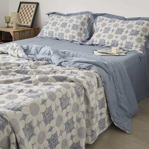 田园风夏季聚酯纤维全棉色织提花泡泡纱肌理夏被柔软纯棉床上用品