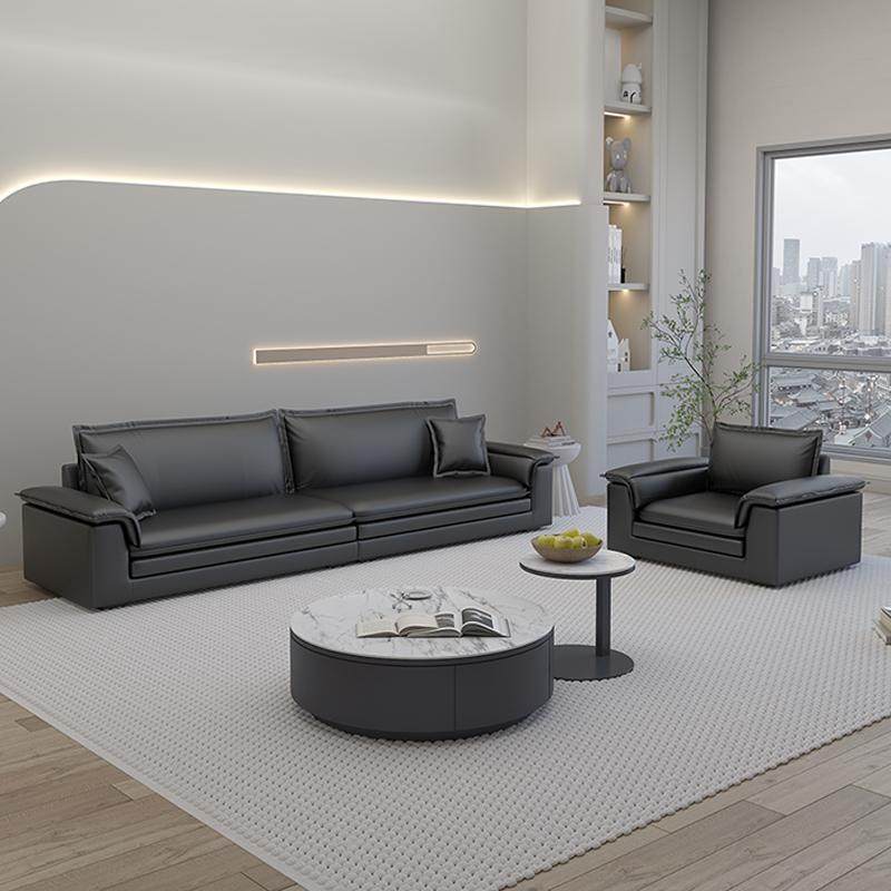 办公室沙发真皮商务接待大厅会客区洽谈简约现代轻奢茶几组合套装