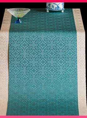 ⇛拾茗唐草纹织锦茶席双面使用新中式复古桌旗布轻奢宫廷风