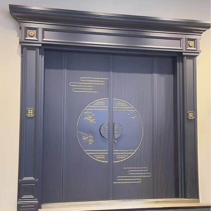 2023新款锌合金别墅大门加高超宽乡村入户门家用防盗防生锈仿铜门