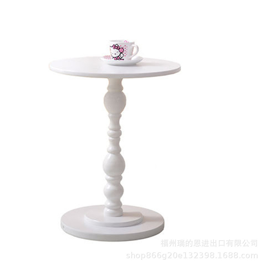 欧式白色简约古典圆柱圆桌沙发小边几角几阳台客厅小茶几