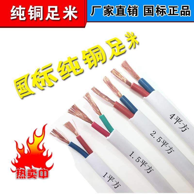 白护套RVV软护套铜芯阻燃电线2芯0.5/0.75/1/1.5/2.5/4/6平方