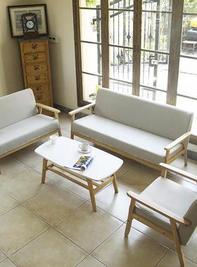 客厅出租房北欧单懒人沙发三人位简约现代布艺沙发小户型实木双人