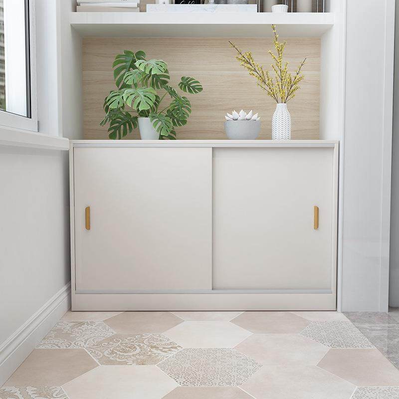 经济型定做阳台柜飘窗现代杂物地柜储物多功能收纳矮柜推拉门r*