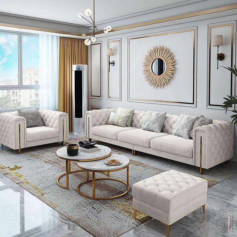 美式轻奢港式后现代客厅免洗科技布拉扣大户型转角贵妃沙发组合