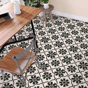 复古小花砖贴纸卫生间防水地面仿瓷砖翻新厨房防油阳台地板贴自粘