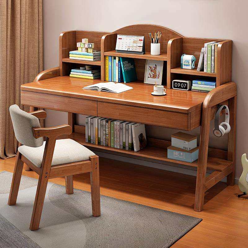 学习桌小学生写字桌椅套装家用简约学霸课桌可升降全实木儿童书桌