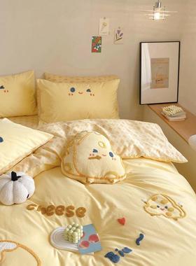A类母婴级全棉水洗棉床上四件套60支纯棉儿童床品卡通被套三件套