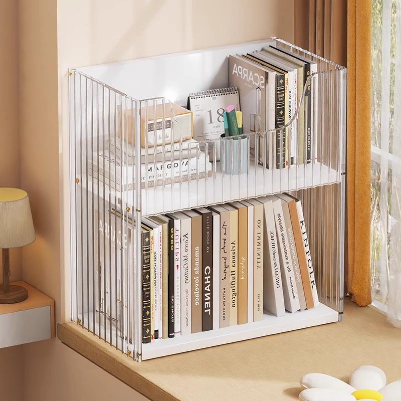 飘窗书架窗台收纳柜子放阳台的小书柜双层简易儿童储物书架亚克力