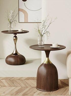 2024高档轻奢胡桃木纹色小茶几床头柜边几角几家用卧室客厅商用