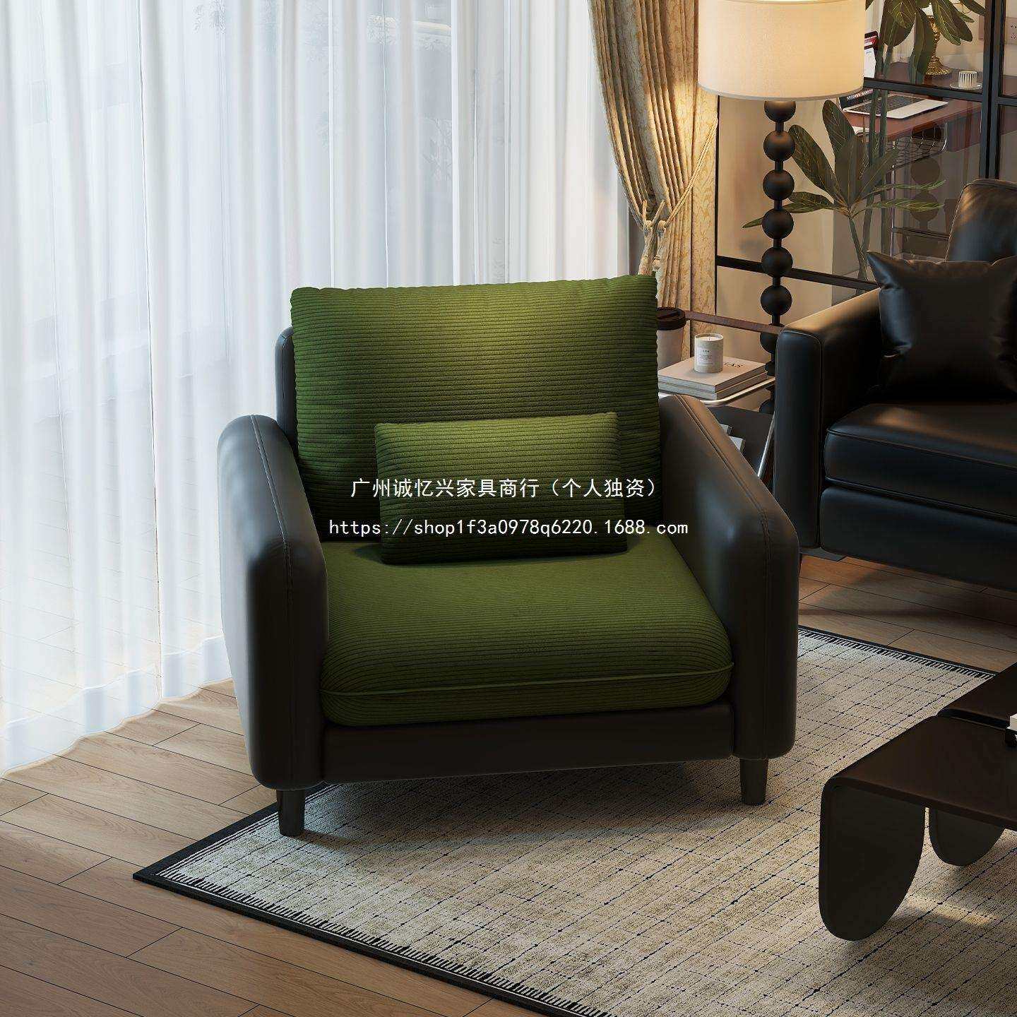 单人沙发椅复古皮艺单椅小户型客厅阳台休闲椅接待休息区靠背座椅