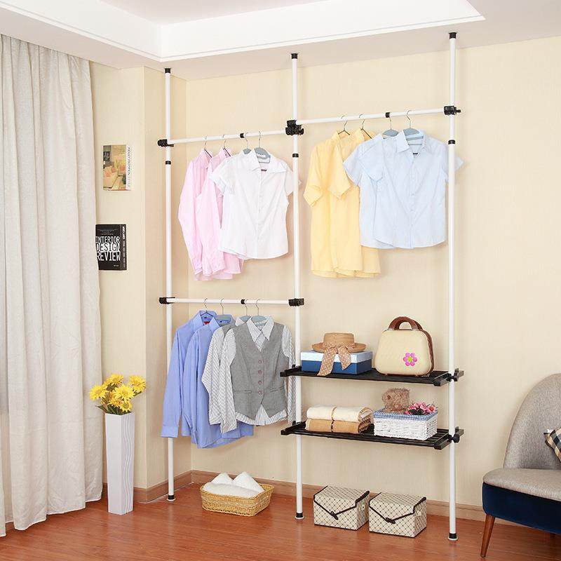 顶天立地衣架简易落地衣帽间免打孔布衣柜开放式卧室置物挂衣帽架