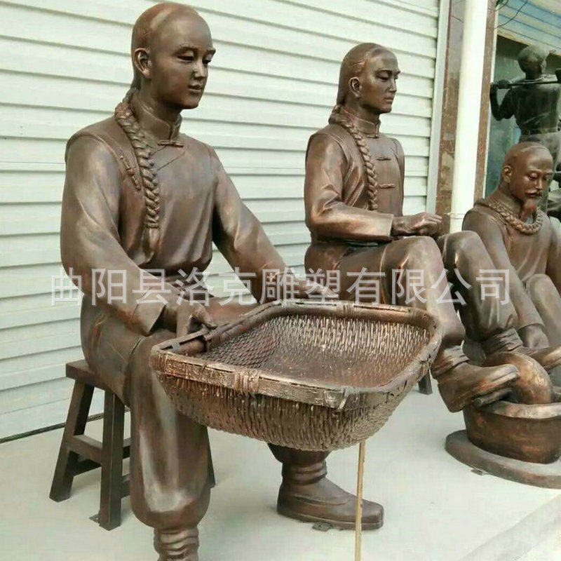 玻璃钢铸铜农耕民俗景观雕塑